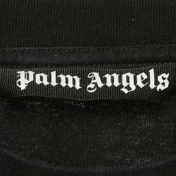Palm Angels Black Logo Print and Heart Embroidery Cotton Crew Neck T-Shirt S