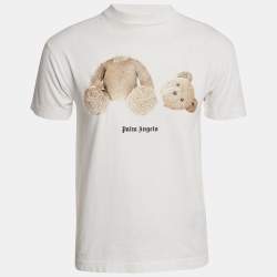 Palm Angels White Teddy Print Jersey Crewneck T-Shirt XS