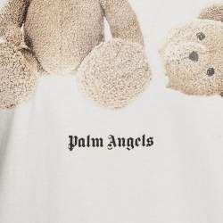 Palm Angels White Teddy Print Jersey Crewneck T-Shirt XS