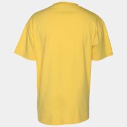 Palm Angels Yellow Teddy Print Cotton Crewneck T-Shirt S