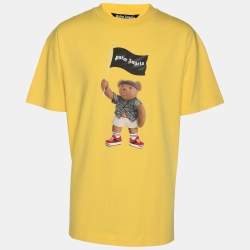 Palm Angels Yellow Teddy Print Cotton Crewneck T-Shirt S