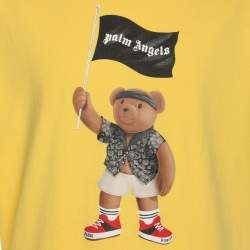 Palm Angels Yellow Teddy Print Cotton Crewneck T-Shirt S