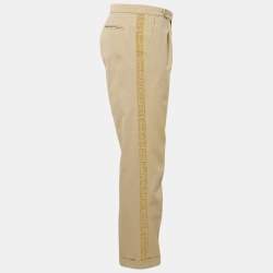 Palm Angels Beige Gabardine Side Tape Detail Trousers M