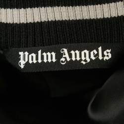 Palm Angels Grey Palm Embroidered Satin Zip-Up Bomber Jacket L