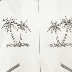 Palm Angels Grey Palm Embroidered Satin Zip-Up Bomber Jacket L