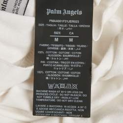 Pre Owned Palm Angels White Teddy Print Jersey Crewneck T-Shirt M