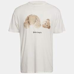 Palm Angels White Teddy Print Jersey Crewneck T-Shirt M