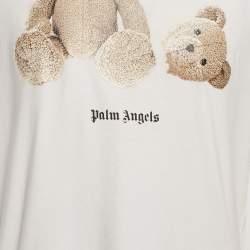 Pre Owned Palm Angels White Teddy Print Jersey Crewneck T-Shirt M