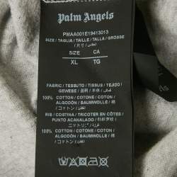 Pre Owned Palm Angels Grey Mélange Printed Cotton Crew Neck T-Shirt XL