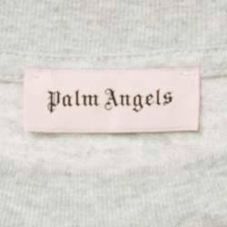 Pre Owned Palm Angels Grey Mélange Printed Cotton Crew Neck T-Shirt XL