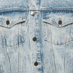 Pre Owned Palm Angels Blue Logo Print Denim Jacket M