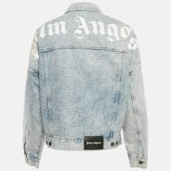 Pre Owned Palm Angels Blue Logo Print Denim Jacket M
