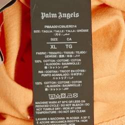 Pre Owned Palm Angels Orange Bear Print Cotton Crew Neck T-Shirt XL