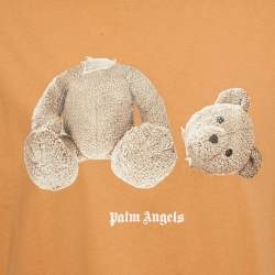 Pre Owned Palm Angels Orange Bear Print Cotton Crew Neck T-Shirt XL