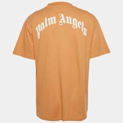 Pre Owned Palm Angels Orange Bear Print Cotton Crew Neck T-Shirt XL