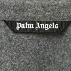 مملوكة مسبقًا Palm Angels Grey Wool Blend Band Detail Track Shirt M