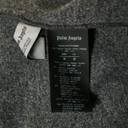 مملوكة مسبقًا Palm Angels Grey Wool Blend Band Detail Track Shirt M