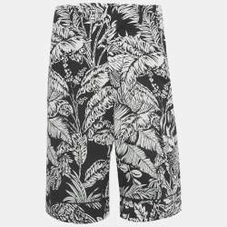 Pre Owned Palm Angels Black Parrots Print Crepe Shorts S