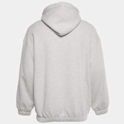 Pre Owned Palm Angels Grey Logo Print Cotton Hoodie XL