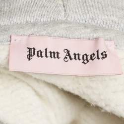 Pre Owned Palm Angels Grey Logo Print Cotton Hoodie XL