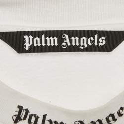 Pre Owned Palm Angels White Logo Print Jersey Long Sleeve T-Shirt M