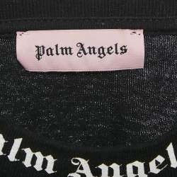 Pre Owned Palm Angels Black Logo Print Jersey Long Sleeve T-Shirt S