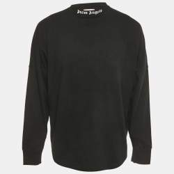 Pre Owned Palm Angels Black Logo Print Jersey Long Sleeve T-Shirt S