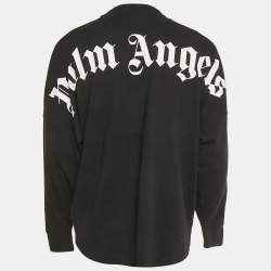 Pre Owned Palm Angels Black Logo Print Jersey Long Sleeve T-Shirt S