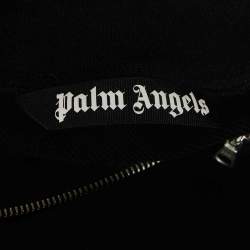مملوكة مسبقًا Palm Angels Black Logo Embroidered Cotton Half Zip Sweatshirt XS