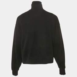 مملوكة مسبقًا Palm Angels Black Logo Embroidered Cotton Half Zip Sweatshirt XS