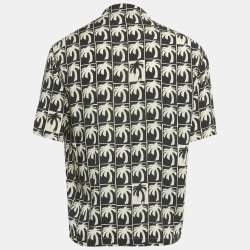 مملوكة مسبقًا قميص بالم أنجلز كريب بطبعة بالم باللونين الأسود والأبيض مقاس متوسط