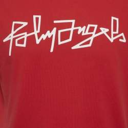 مملوكة مسبقًا Palm Angels Red Printed Jersey Crewneck T-Shirt S