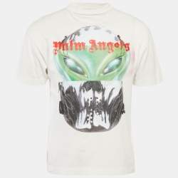 Pre Owned Palm Angels White Back Printed Jersey T-Shirt XS