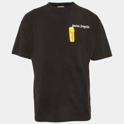 Pre Owned Palm Angels Black Logo Detail Jersey T-Shirt L
