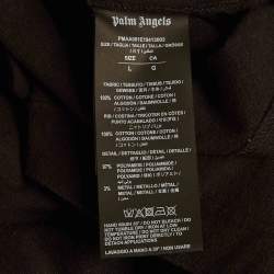 Pre Owned Palm Angels Black Logo Detail Jersey T-Shirt L