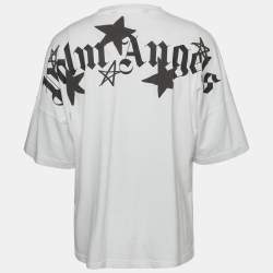 Pre Owned Palm Angels White Shooting Stars Print Cotton Crewneck T-Shirt M 