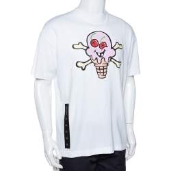 Palm Angels X Ice Cream White Skull Print Cotton T-Shirt L