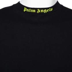 Pre Owned Palm Angels Black Logo Print Cotton Long Sleeve T-Shirt M