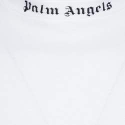 Pre Owned Palm Angels White Logo Print Cotton Long Sleeve T-Shirt M