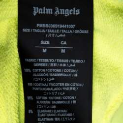 Pre Owned Palm Angels Fluorescent Yellow Logo Print Cotton Hoodie M