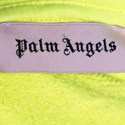 Pre Owned Palm Angels Fluorescent Yellow Logo Print Cotton Hoodie M