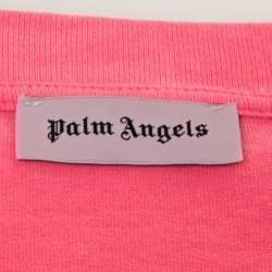 Pre Owned Palm Angels Neon Pink Logo Print Cotton Long Sleeve T-Shirt M