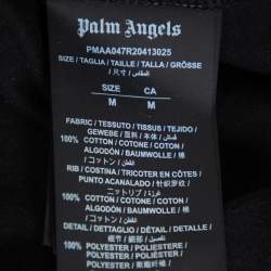 Pre Owned Palm Angels Black Cotton Logo & Mermaid Printed Crewneck Paneled T-shirt M