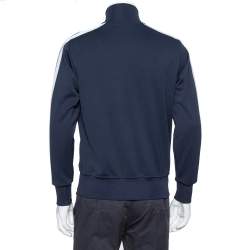 Pre Owned Palm Angels Navy Blue Jersey Contrast Trim Detail Track Jacket M