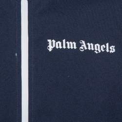 Pre Owned Palm Angels Navy Blue Jersey Contrast Trim Detail Track Jacket M