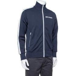 Pre Owned Palm Angels Navy Blue Jersey Contrast Trim Detail Track Jacket M