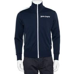 Palm Angels Navy Blue Jersey Strip Detail Track Jacket S