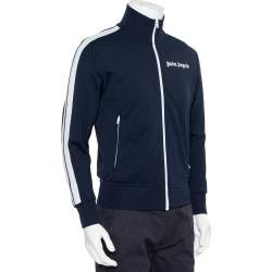 Palm Angels Navy Blue Jersey Strip Detail Track Jacket S