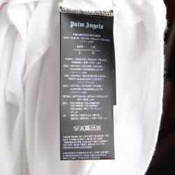 Palm Angels White Cotton Logo Printed Detail Long Sleeve Crewneck T-Shirt L