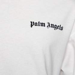 Palm Angels White Cotton Logo Printed Detail Long Sleeve Crewneck T-Shirt L